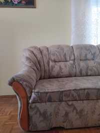 Duży rozkładany narożnik vintage PRL lata '70 sofa do kompletu