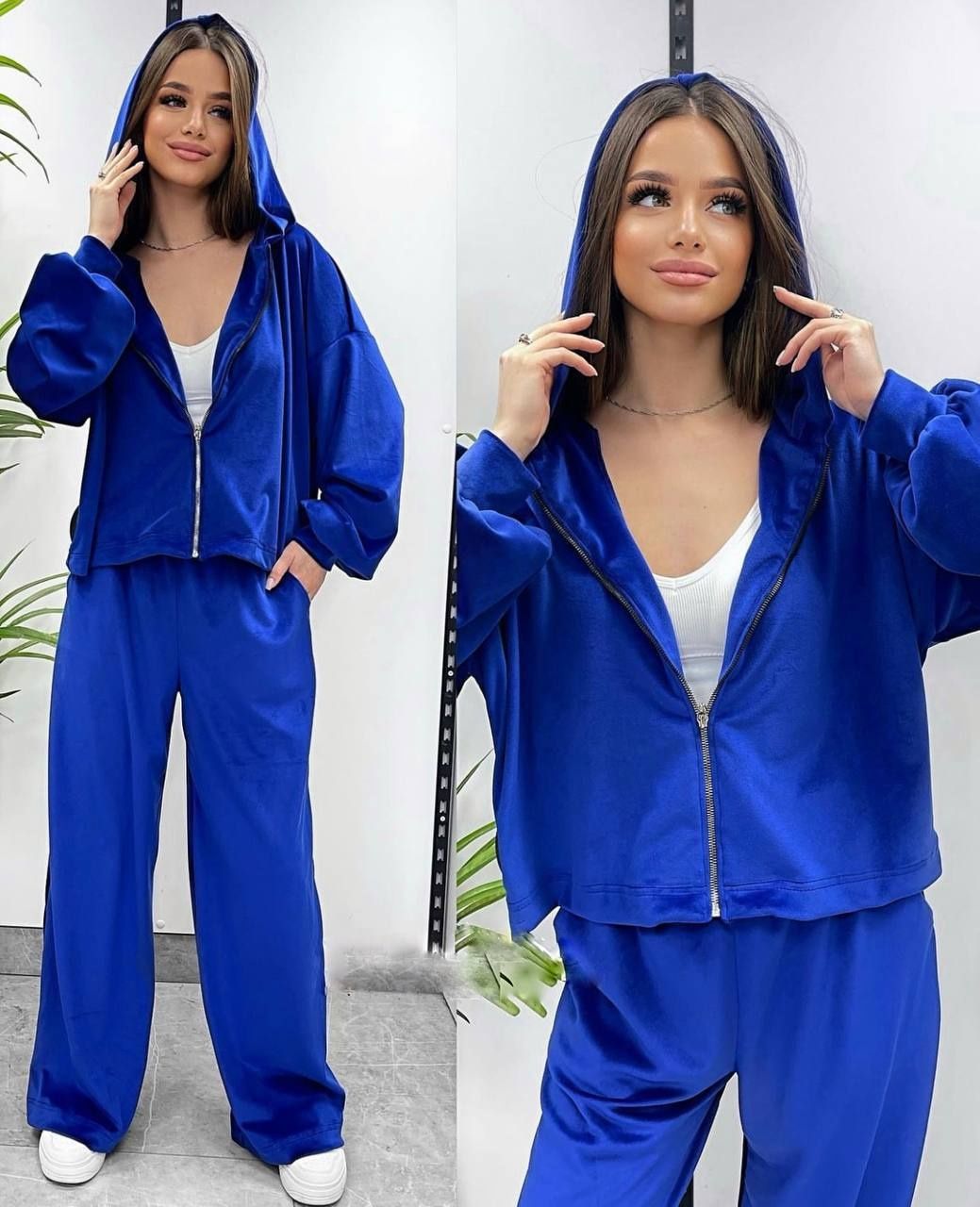 Велюровий Костюм ( худі оверсайз+ прямі штани)
(Худі oversize+прямі 
(