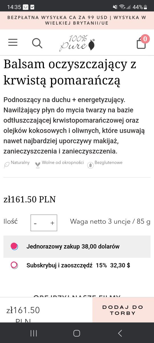 Nowy nie otwarty Vegański balsam do ciała