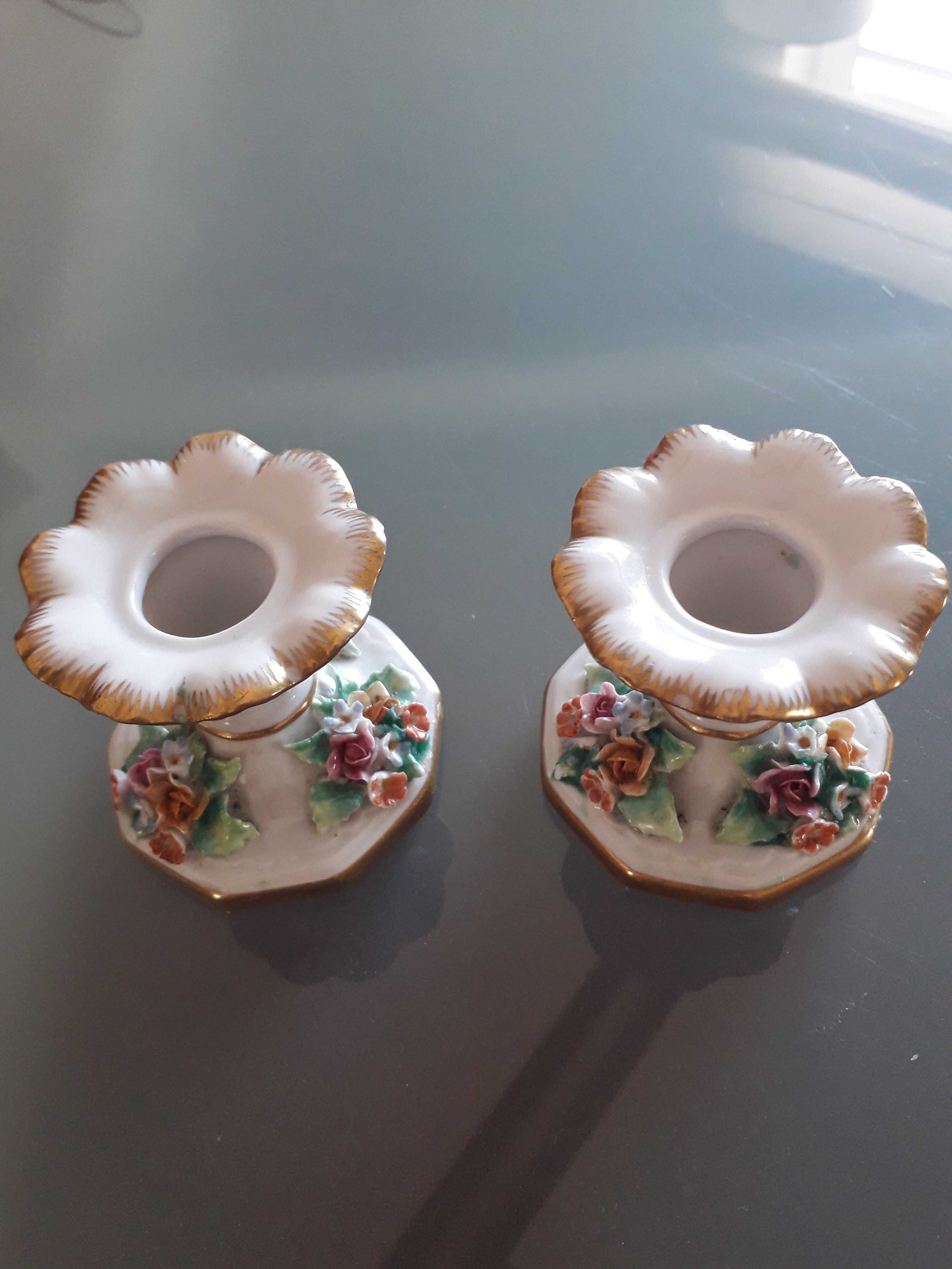 Castiçais antigos em porcelana Vista Alegre