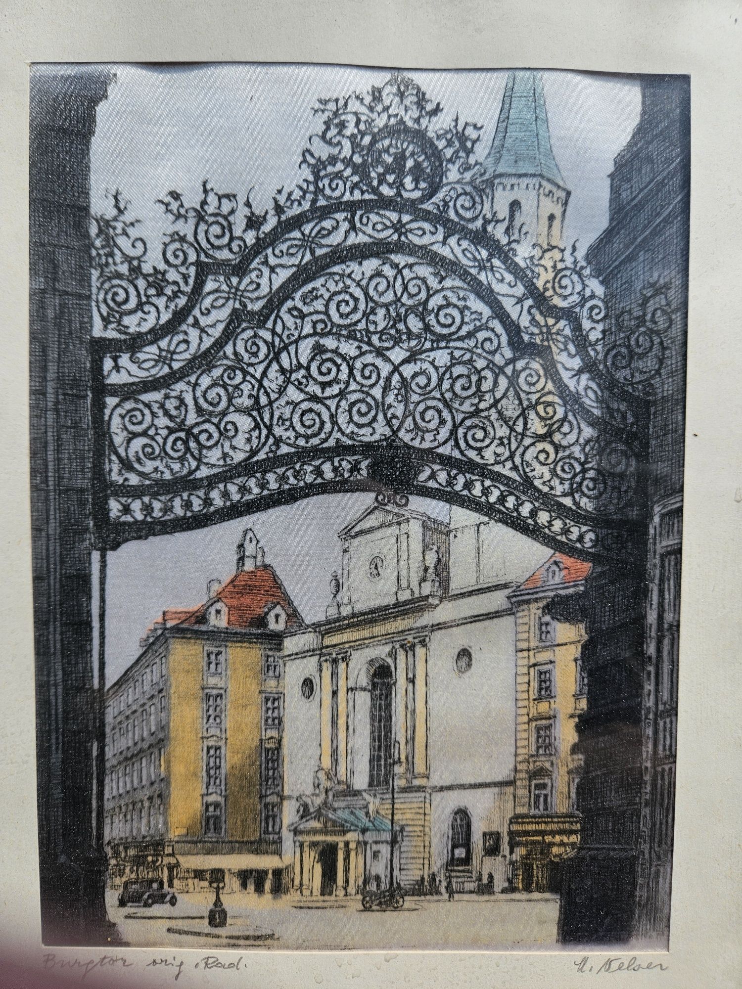 Akwarela Brama Burgtor Wien H.Nelson