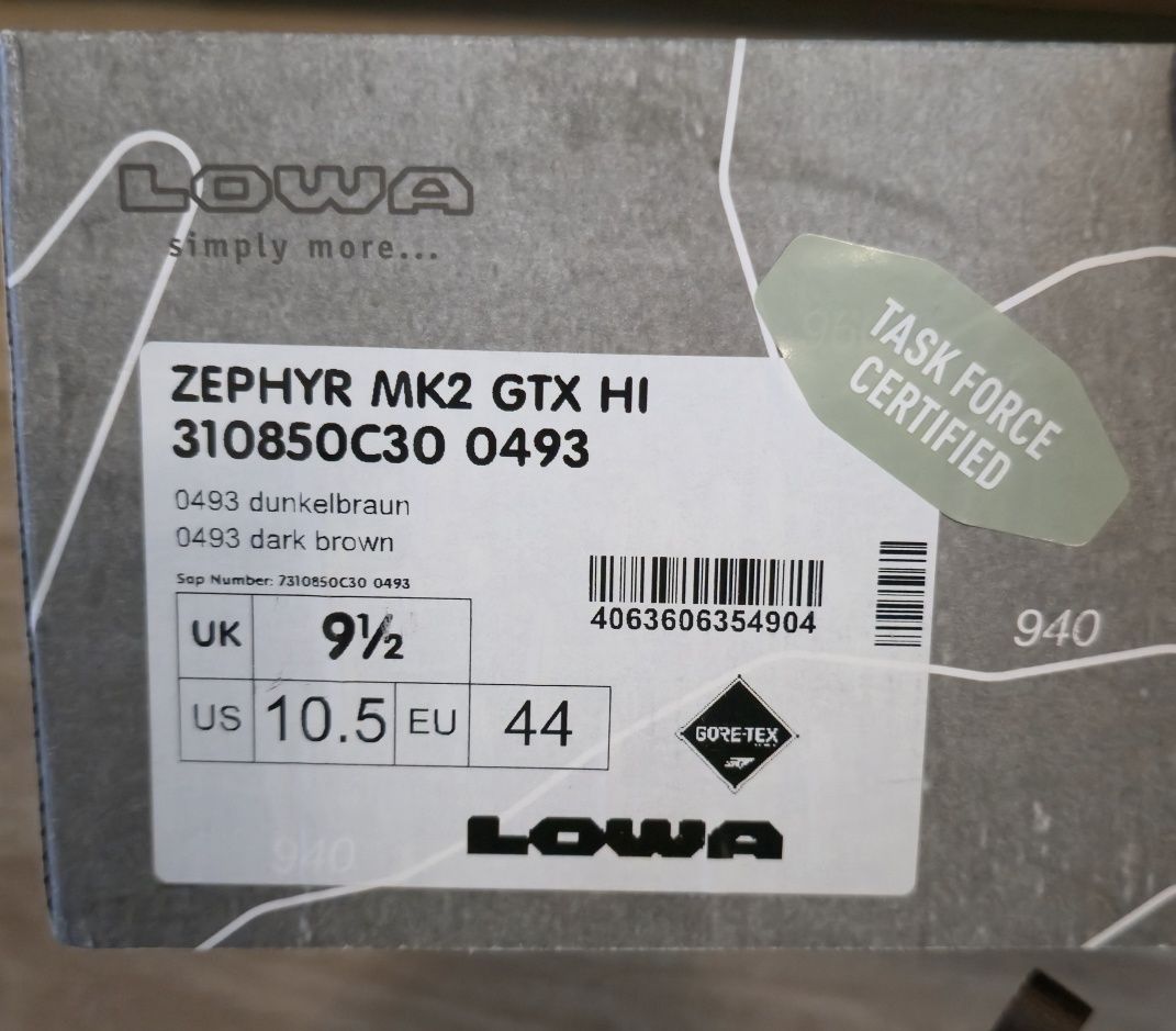 Buty Lowa Zephyr GTX Mk2 Hi dark brown NOWE ORYGINALNE rozm.  44