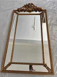 Duże lustro w lustrzanej ramie złota korona retro glamour ozdobna rama