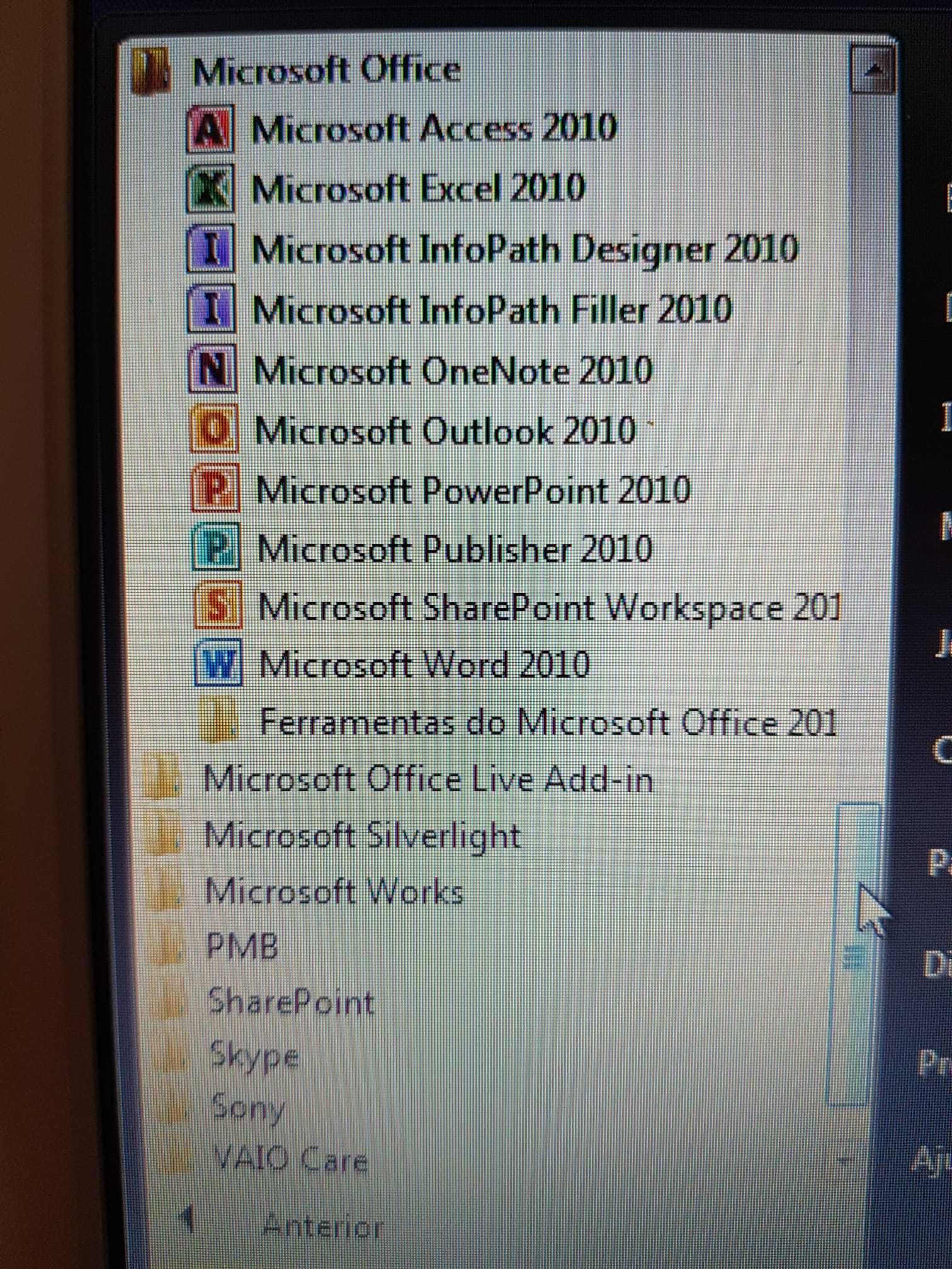 Computador portátil laptop Sony Vaio com Microsoft Office instalado