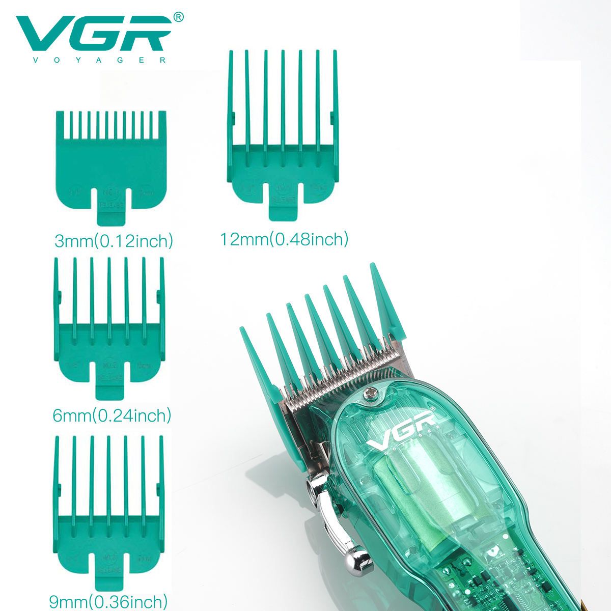 Машинка для стрижки VGR V-660 Green (3, 6, 9 и 12 мм)