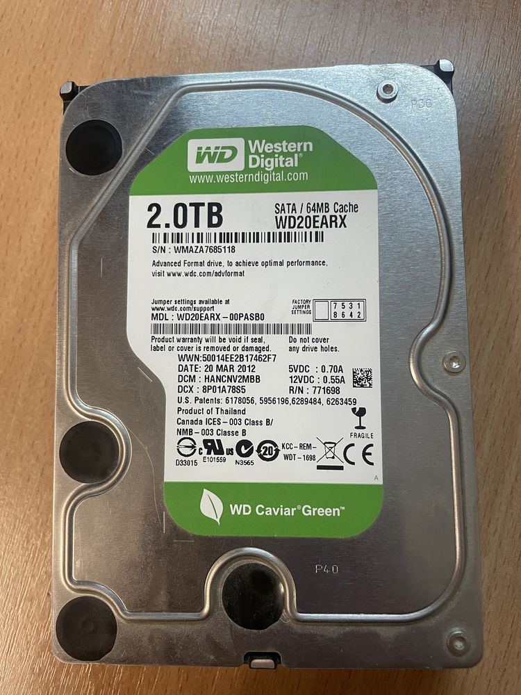 WD HDD 2TB sata 3