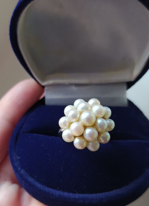 Perły pierścionek perełki srebro 925