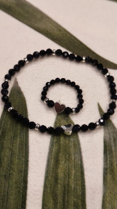 Zestaw bransoletka i pierścionek z naturalnych kamieni Piaskowiec