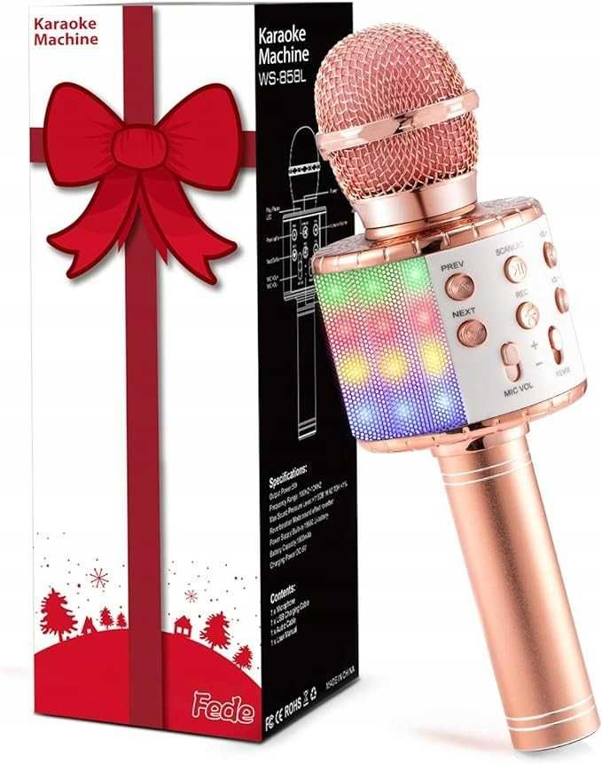 mikrofon do karaoke głośnik Bluetooth do odtwarzania muzyki Rose Gold