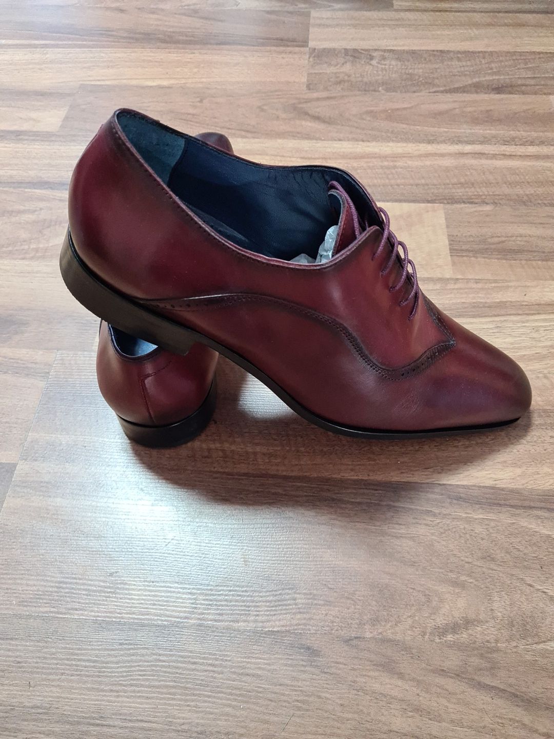 Brett & Sons Eleganckie buty wizytowe męskie Bordowe duże rozmiar 45