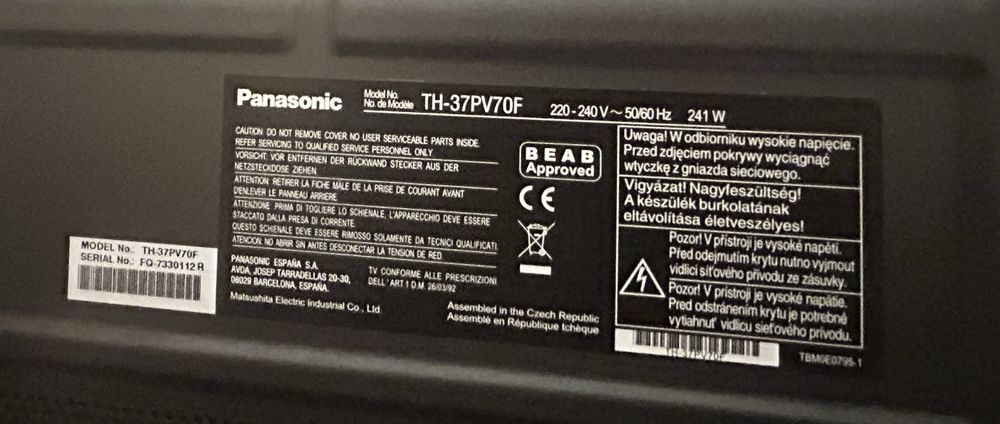 Plasma Panasonic 37”