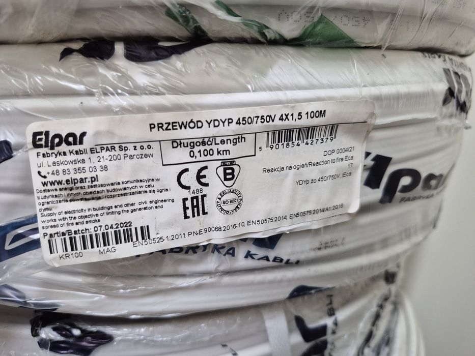 Przewód YDYp 4x1,5 450/750V