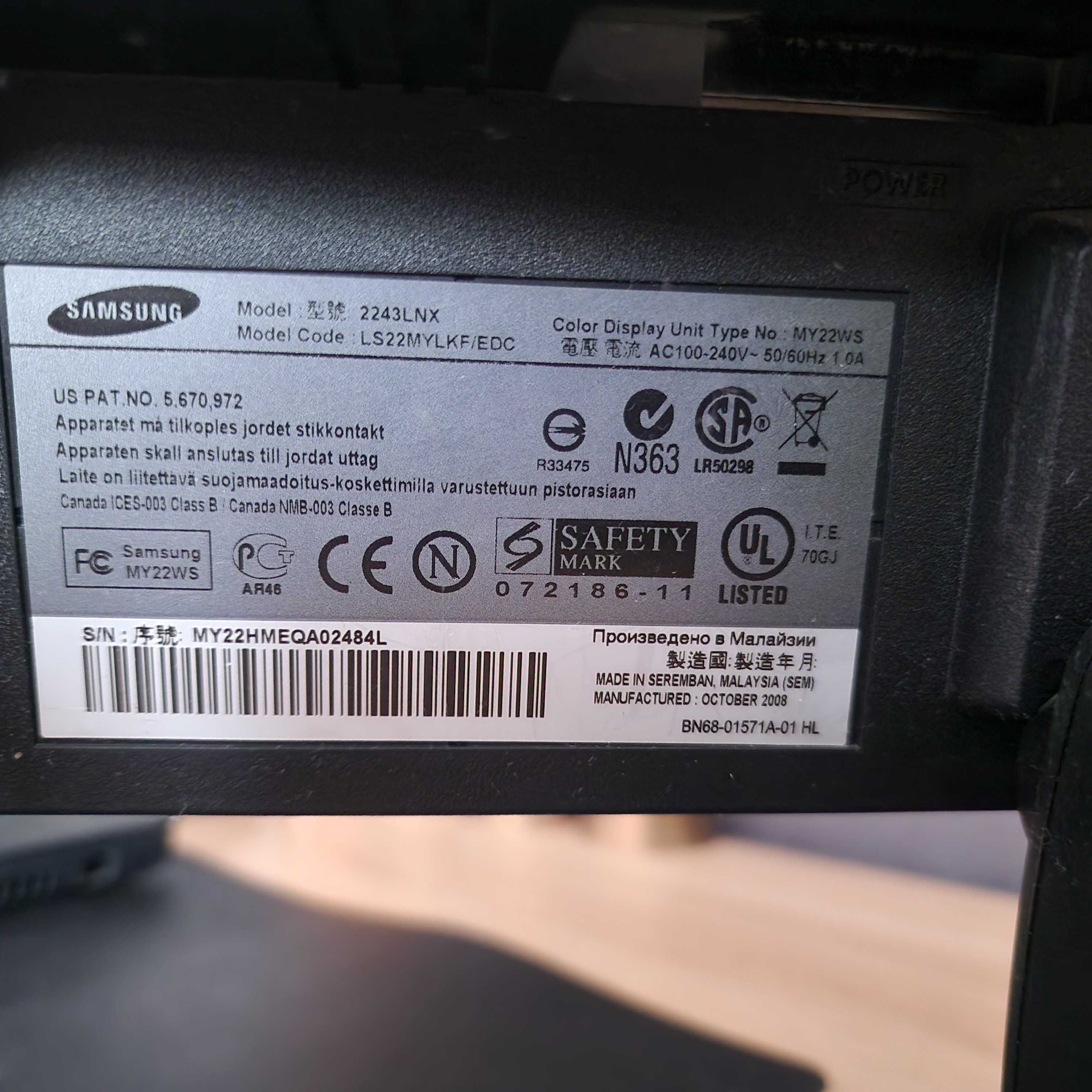 Monitor Samsung LS22MYLKF/EDC