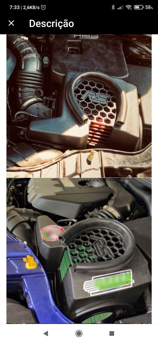 Caixa de filtro de ar Ford Focus RS e Kuga
