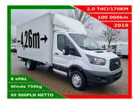 Ford Transit Kontener 8 ePAL *99900zł NETTO* 2,0 TdCI/170KM  Klimatyzacja, Airbag kierowcy, Winda dHollandia 750kg