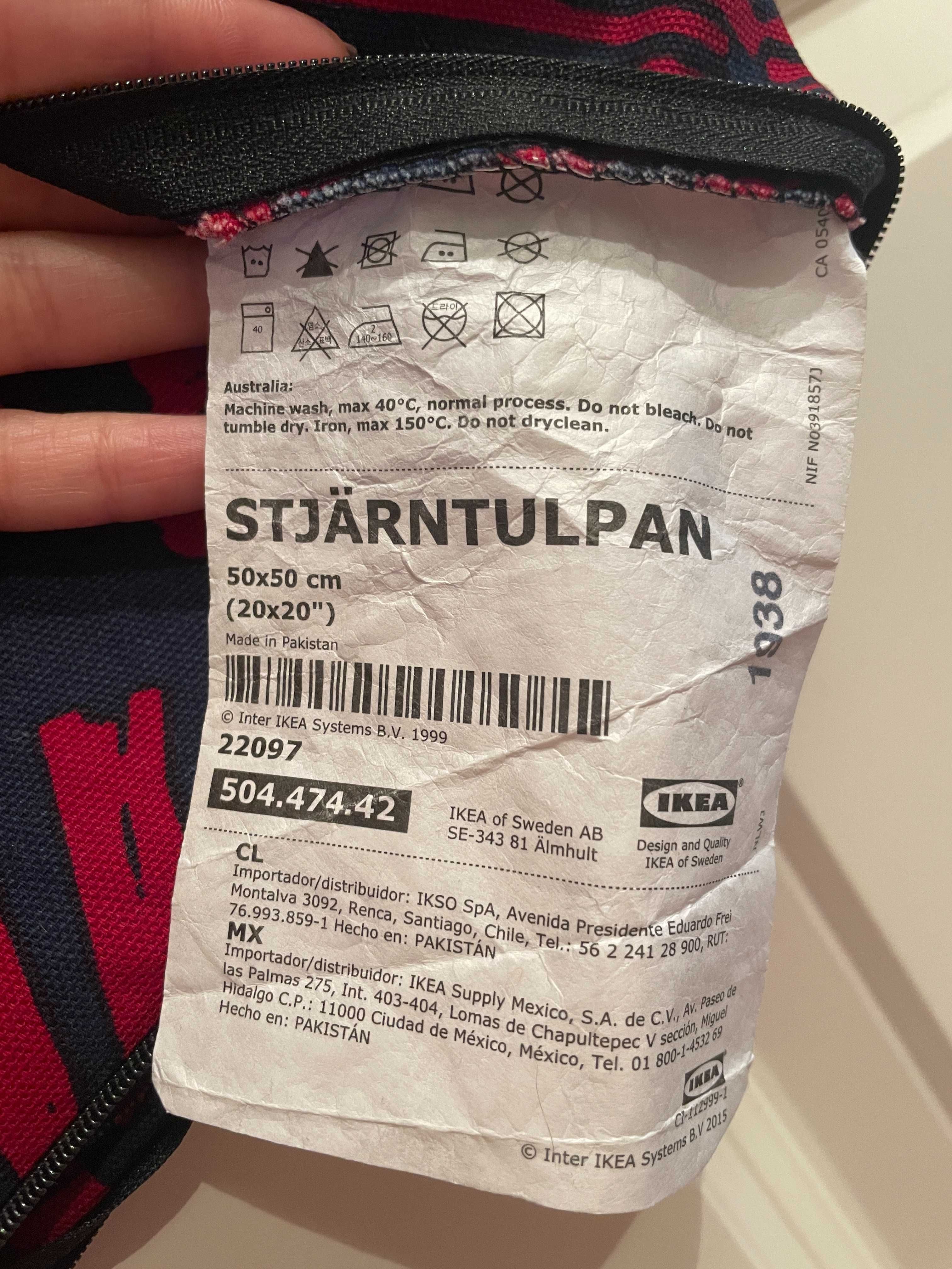 IKEA STJÄRNTULPAN poszewka na poduszkę 50x50 cm czerwono-granatowa