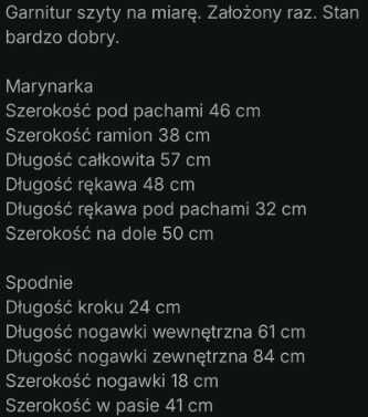 Garnitur szyty na miarę.