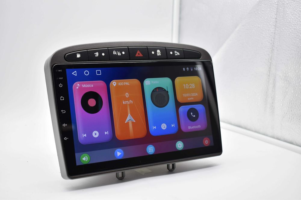 Rádio 2 DIN Android Peugeot 308 e 408 moldura Cinza + oferta de câmara