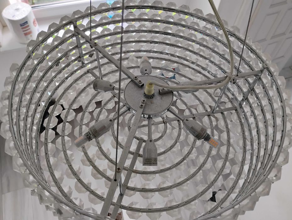 Lampa klosz żyrandol MONACO 6-PŁ CHROM KRYSZTAŁKI