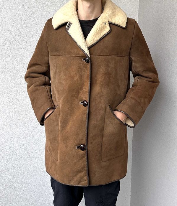 Kożuch skórzany baranek shearling unisex płaszcz aviator r. M