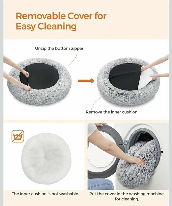Nowe Puszyste legowisko dla psa kota okrągłe możliwość prania 100cm 66