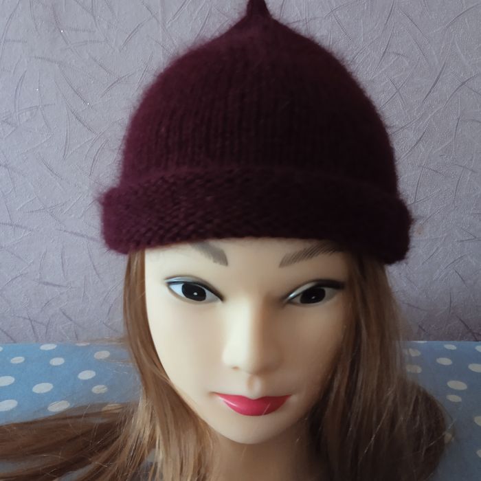 Шапочка біні  із ангори з додаванням мікропаєтки, шапка-докер