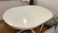 biały stół okrągły rozkładany Ikea Ingatorp duży + obrus