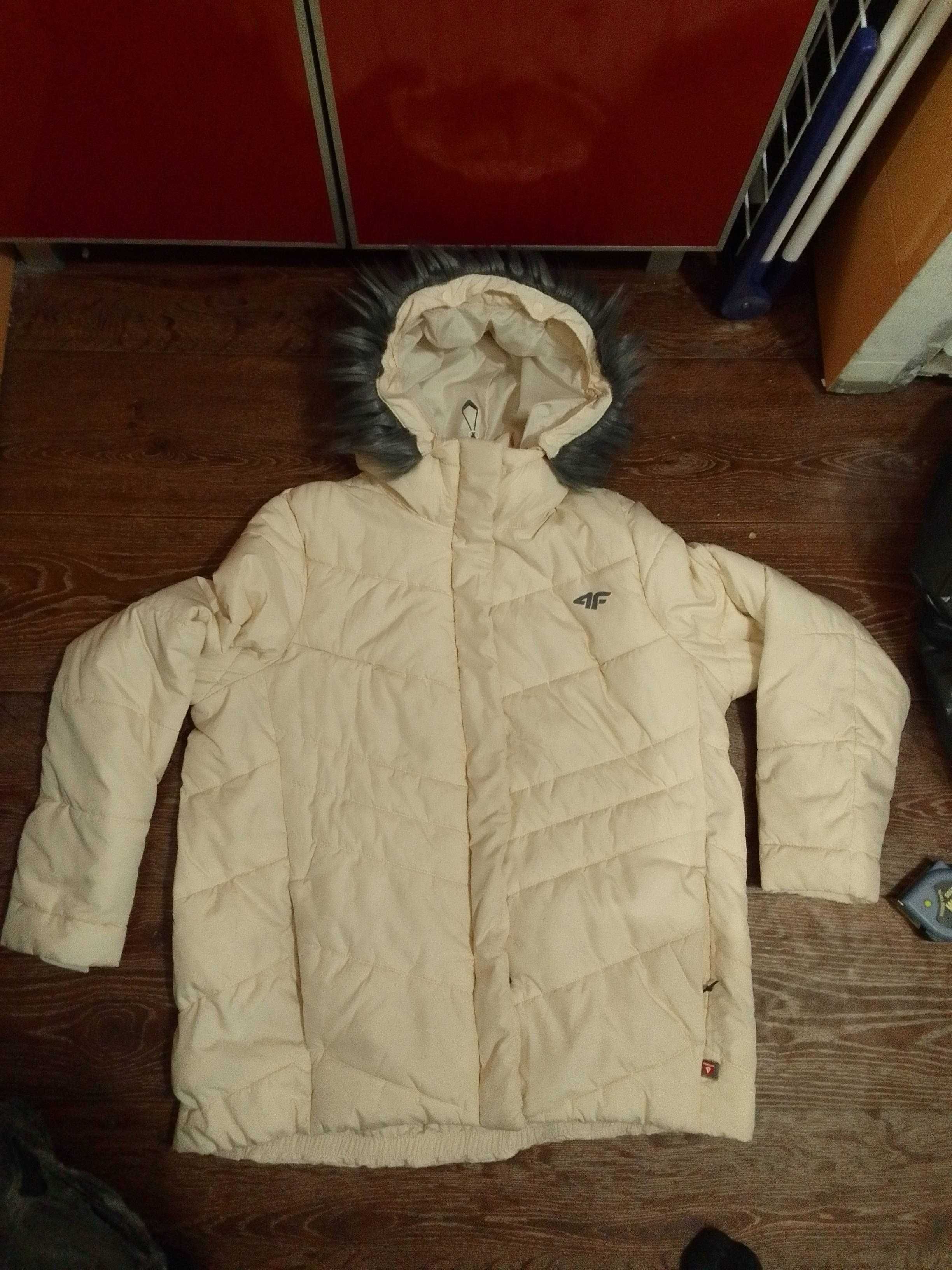 Kurtka puchowa 4F XL primaloft damska kremowa zimowa