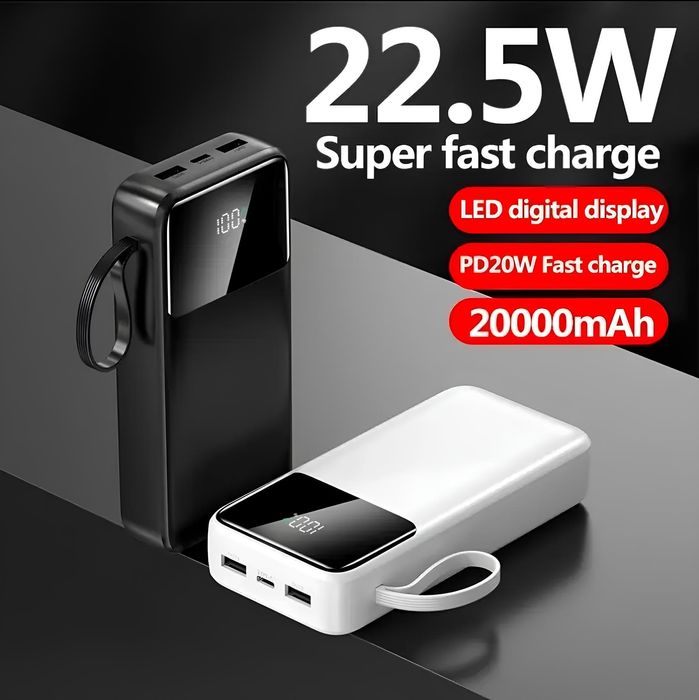 Павербанк 20000 mAh, 22,5W з LED дисплеєм батареї