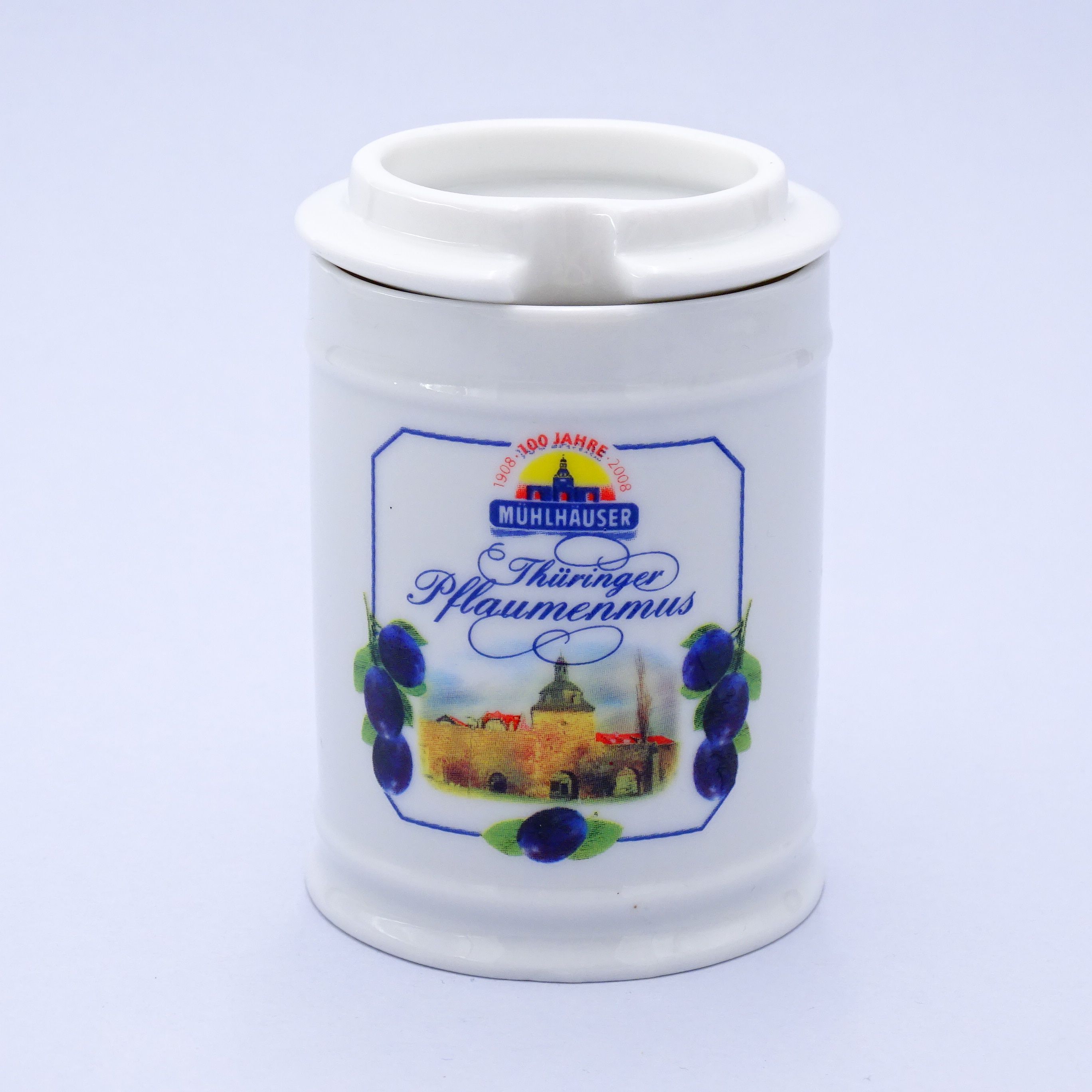 piękny porcelanowy pojemnik dżem śliwkowy naczynie
