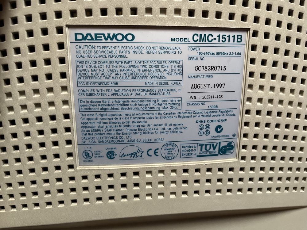 Monitor kineskopowy daweoo cmc 1511B