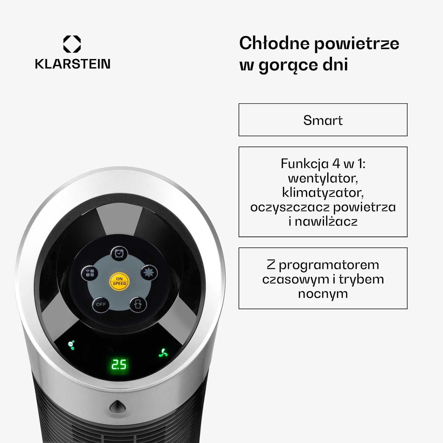 Klarstein Skyscraper Ice Smart 6 L 210 m3/h Klimator Czarny (1137)