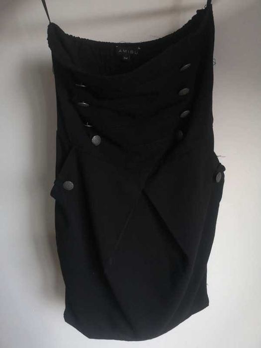 Amisu czarna sukienka tuba z kieszeniami guziki r. 34/XS