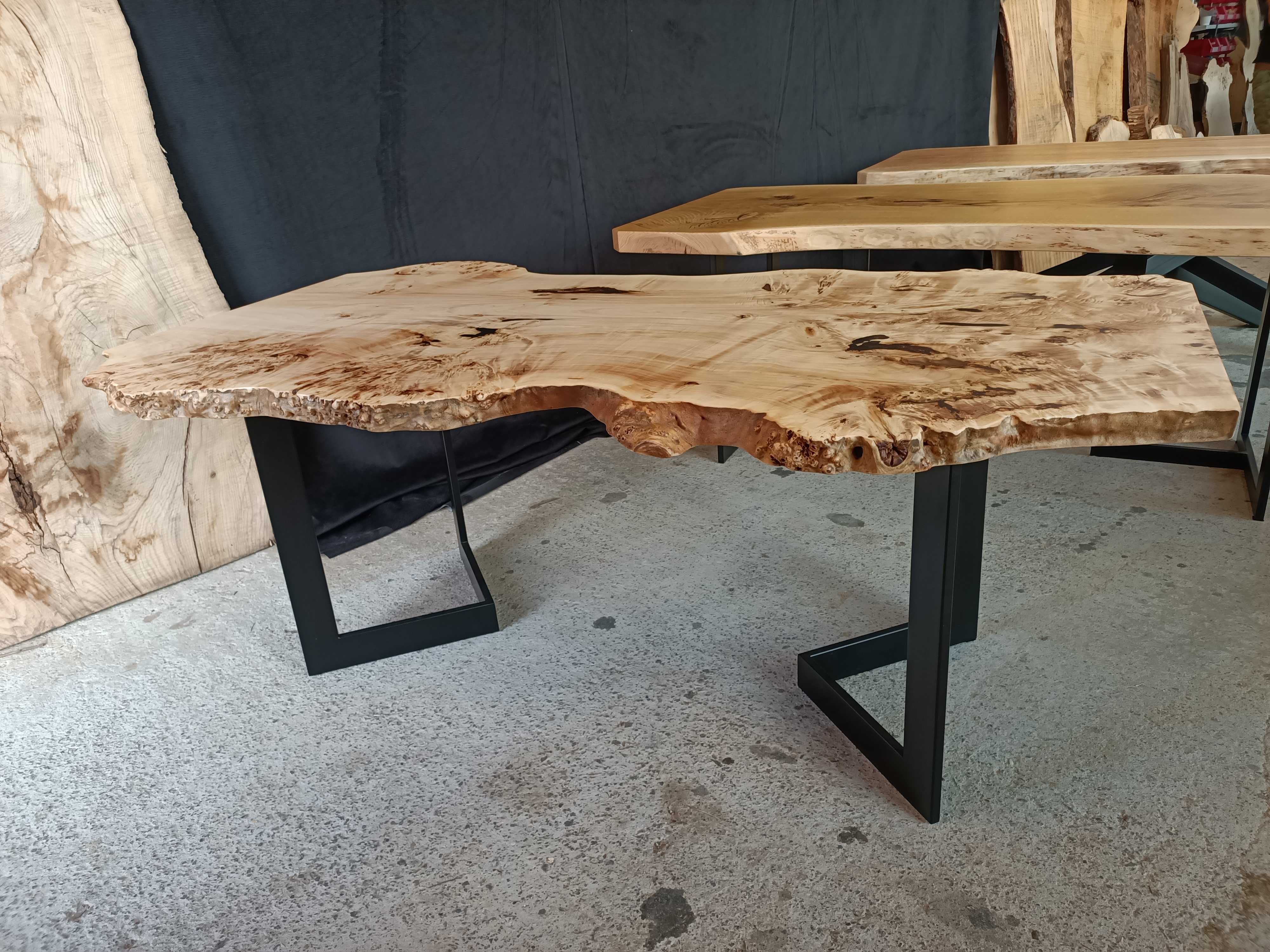 Stół z czeczoty loft design gotowy nie dębowy blat live edge Dostępny