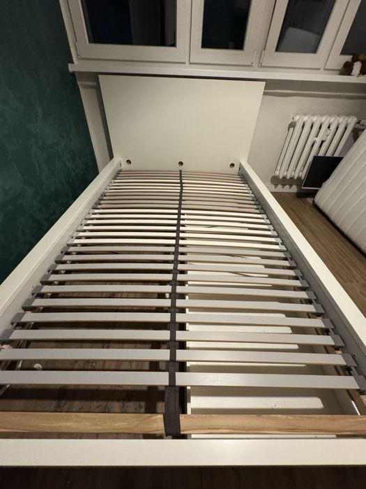 MALM rama łóżka z 2 pojemnikami, biały/Lönset, 120x200 cm