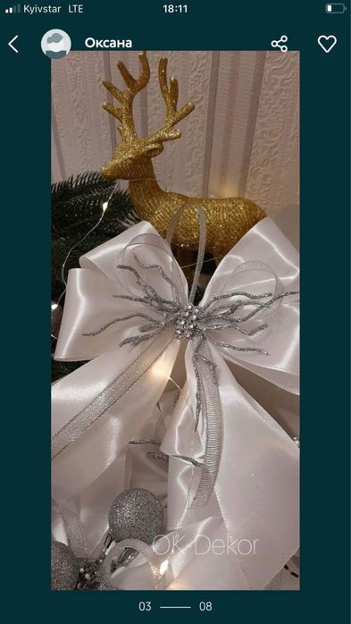 Ялинкові прикраси,ангели,бантики,банти на ялинку,на елку,подарунок