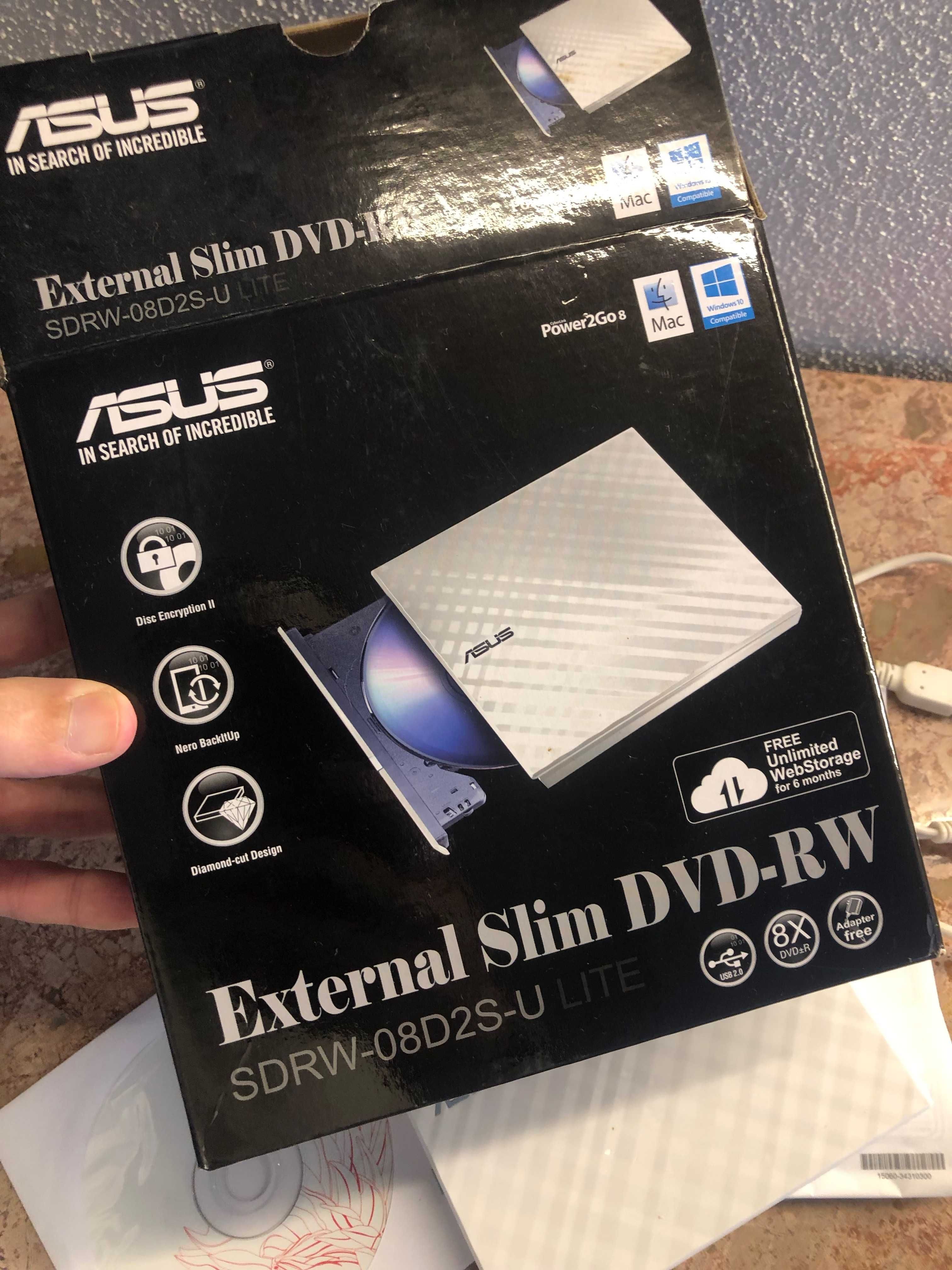 Drive Ótica Externa ASUS (SDRW-08D2S-U LITE) Branca