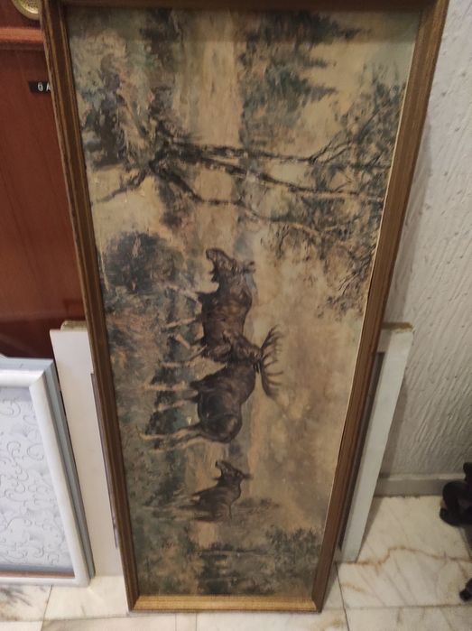 Quadro Antigo de Veados