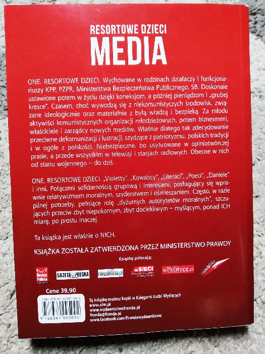 Książka  Resortowe dzieci. Służby 2 tomy Służby, Media- unikat.