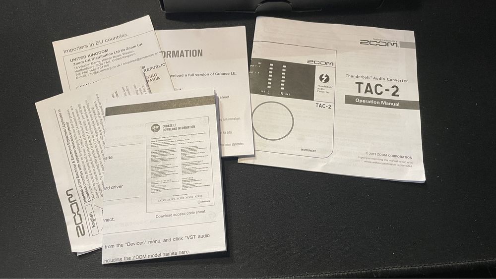 ZooM TAC-2 interfejs audio Thunderbolt