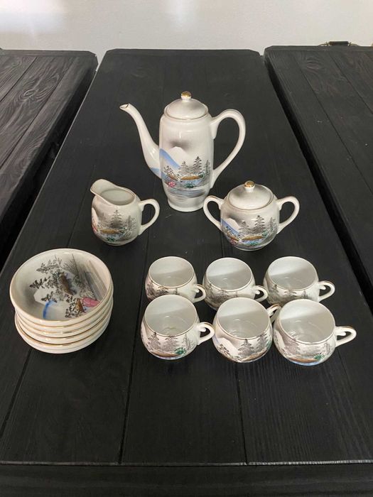 Serviço de chá/café chinês, raro, antigo e de design único