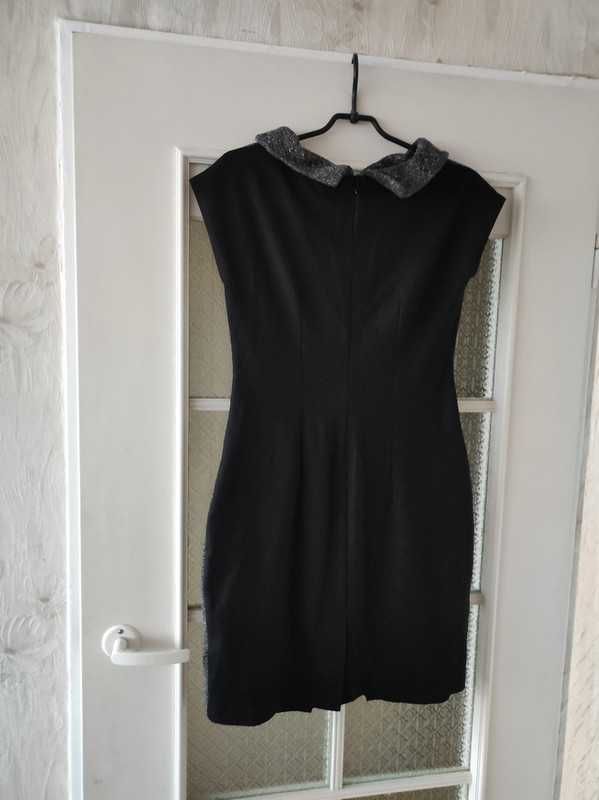 Sukienka damska szaro-czarna z dodatkiem wełny