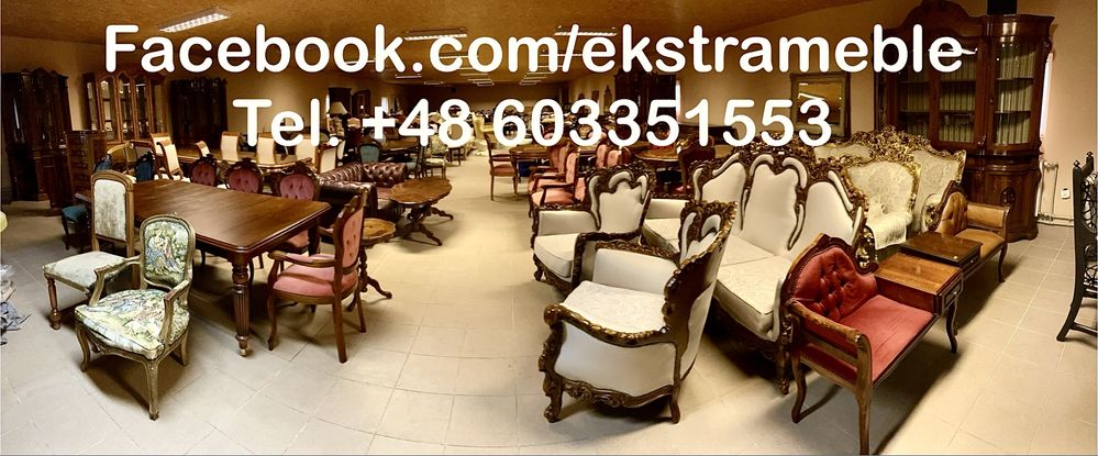 Mega Stół + 16 Krzeseł Fotelików 20 osób Angielski Stylowy Meble Style