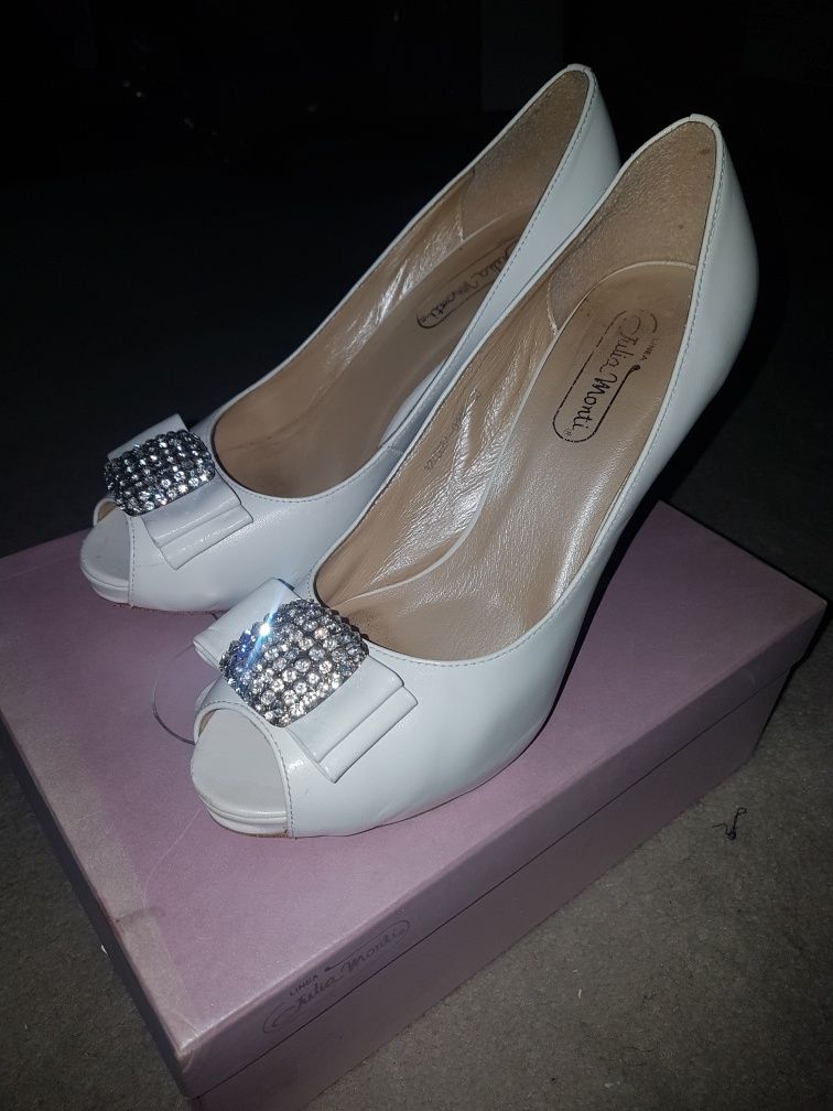 Buty ślubne białe 40 szpilki białe