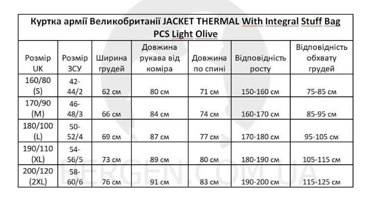 Термокуртка jacket thermal pcs, британскі вс (7Й шар) койот,р 48-60