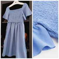 H&M 11-12lat zwiewna niebieska sukienka Motylowe rękawy