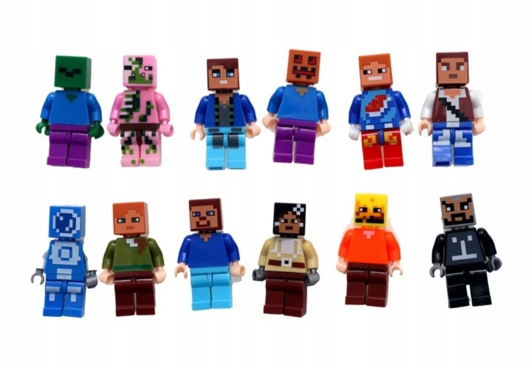 Figurki MINECRAFT Klocki 12 sztuk DUŻY ZESTAW