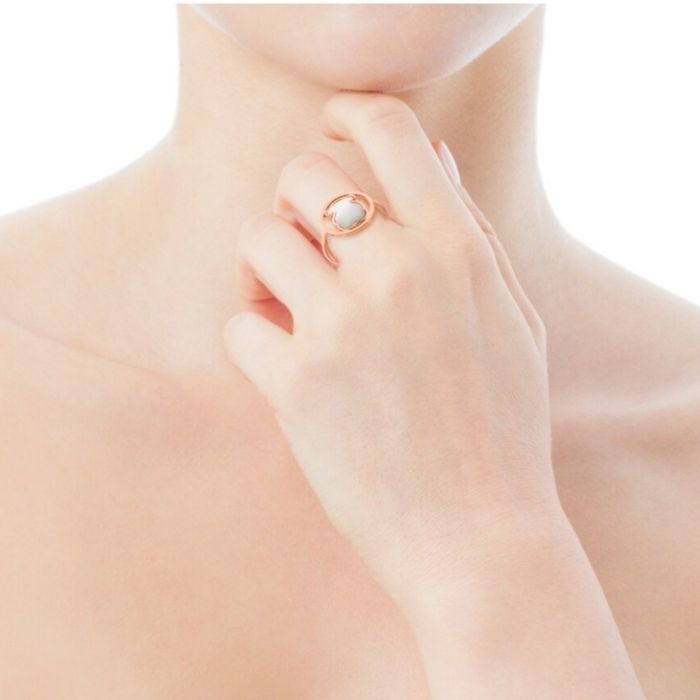 Pierścionek 16, 20 z misiem różowe srebro vermeil 925 z masą perłową