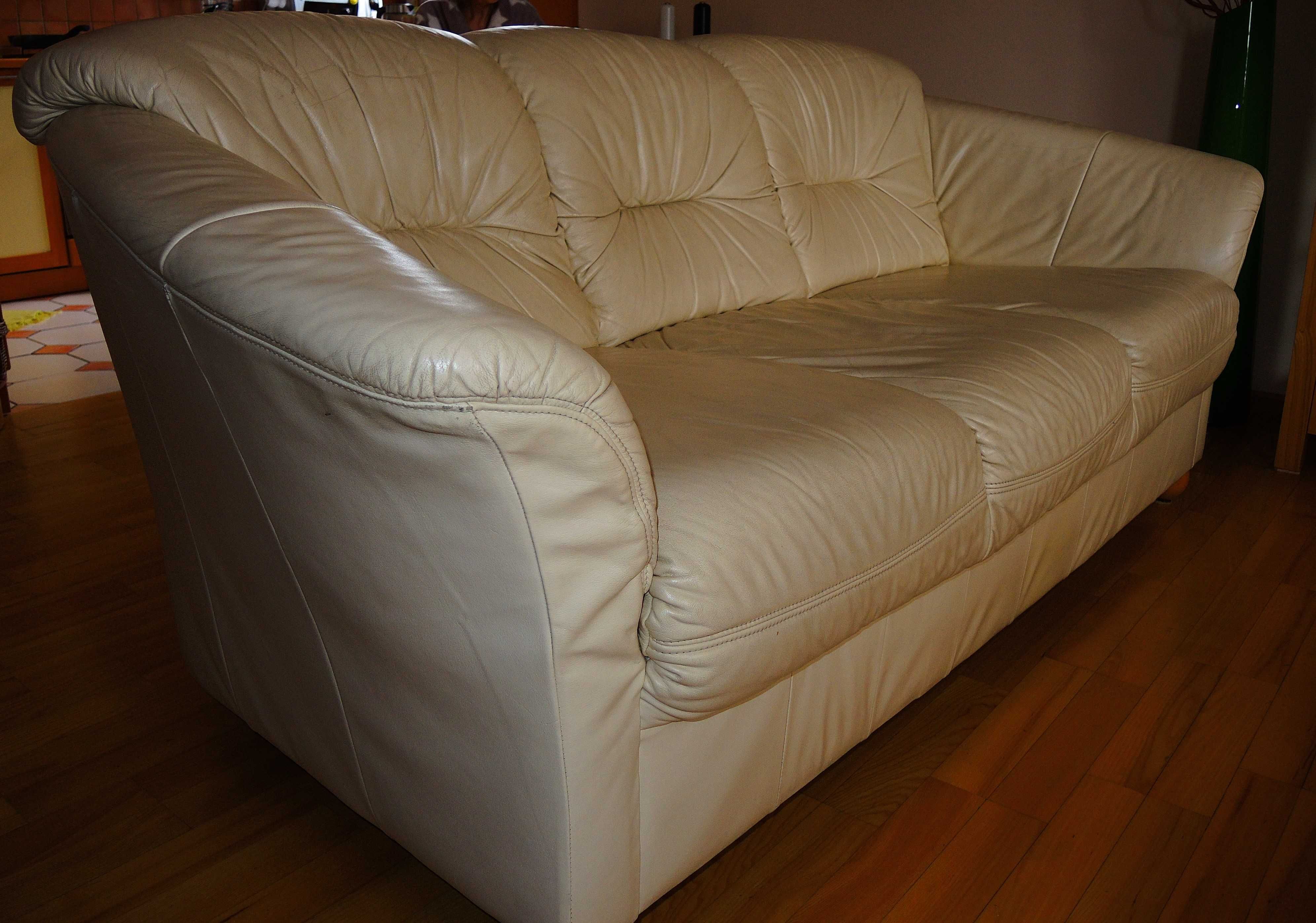 Skórzana sofa 3 osobowa firmy KLER. Bez spania. Używana. Fotel GRATIS.