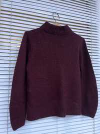Женский вязаный свитер кофта бордовая